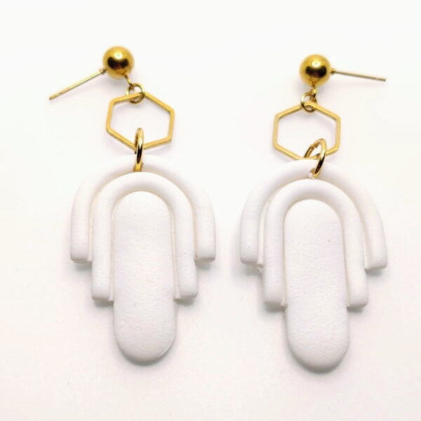 Pendientes Art Déco hexágonos - Geometría en tendencia - Imagen 2