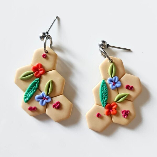 Pendientes panal de abeja – Joyería artesanal inspirada en la naturaleza - Imagen 2