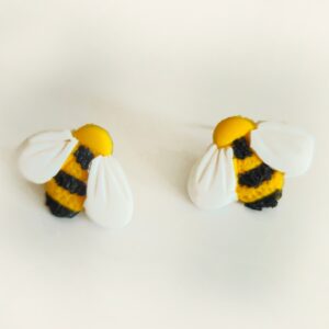 Colmena – Pendientes de botón artesanales con forma de abeja