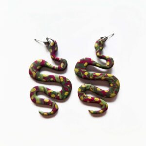 Pendientes de estampado verde selva - hechos a mano